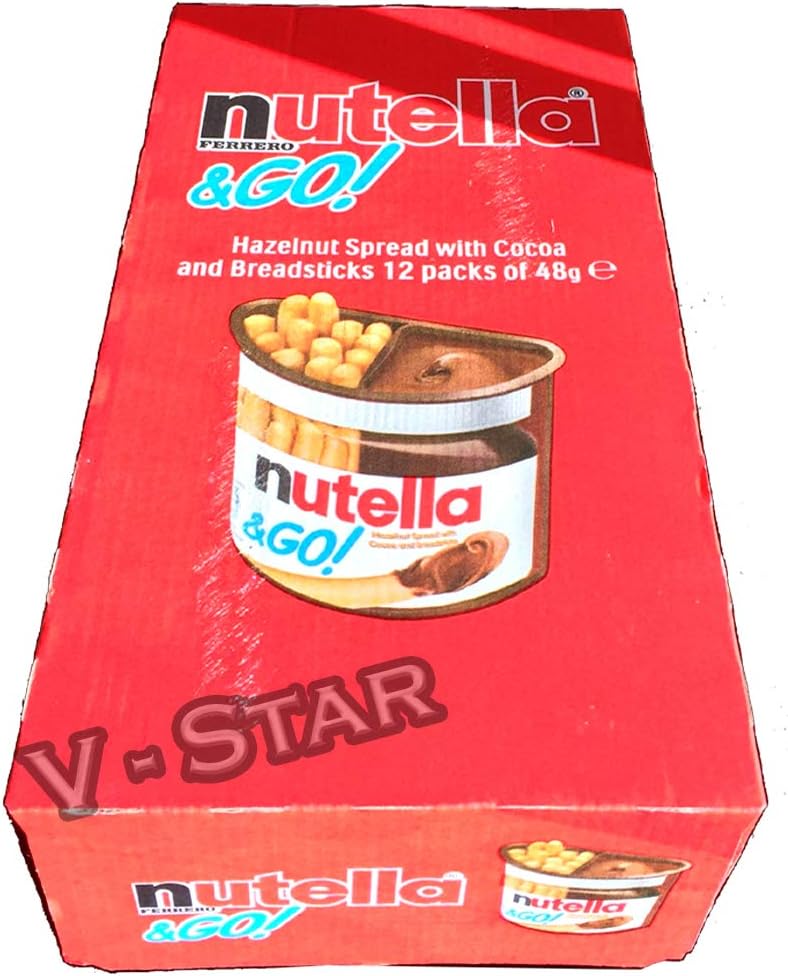 Full Box of NUTELLA Ferrero & GO Hazelnut Spread & Malted Bread Sticks 12 x 48g-1