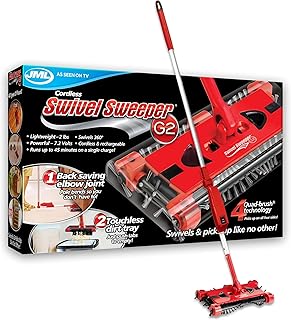 JML Swivel Sweeper - Battery-powered lightweight floor sweeper that gets everywhere!