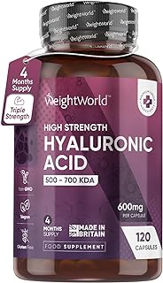 Hyaluronic Acid Supplement 600mg (500-700 KDA) - 120 Vegan Triple Strength Hyaluronic Acid Capsules - 4 Months Supply - Radiant Glow for Women & Men - Superior Absorption - Made in The UK