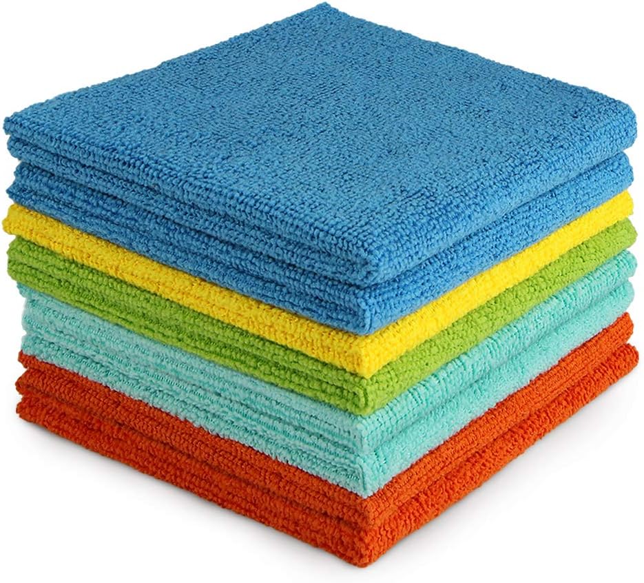 AIDEA Microfibre Cloth Pack of 8, Multifunctional Reusable Cleaning Cloths, Lint Free Streak Free Washable Cloth Duster for House, Kitchen, Car, Motorbike, Windows 30 x 30 cm-0