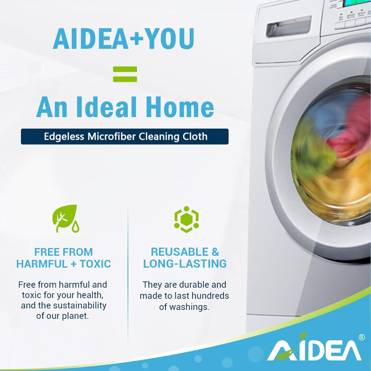 AIDEA Microfibre Cloth Pack of 8, Multifunctional Reusable Cleaning Cloths, Lint Free Streak Free Washable Cloth Duster for House, Kitchen, Car, Motorbike, Windows 30 x 30 cm-2