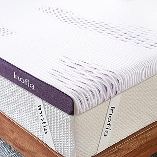 Inofia Sleep Gel Memory Foam Mattress Topper Double, 8CM GELEX Bed Topper with Washable Cover, Pressure Relief | Sleep Cooler, 2 Layer foam topper for Rest Easy, 100-Night Home Trail (135x190)