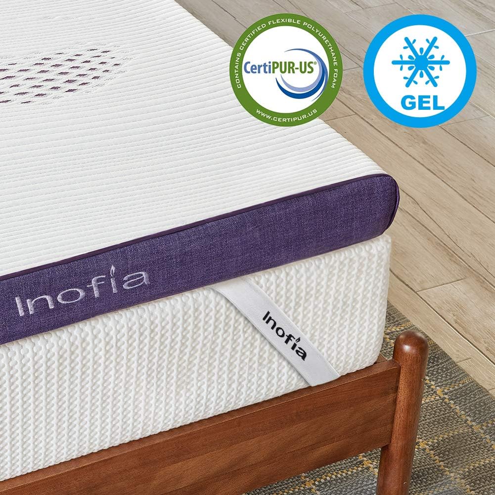 Inofia Sleep Gel Memory Foam Mattress Topper Double, 8CM GELEX Bed Topper with Washable Cover, Pressure Relief | Sleep Cooler, 2 Layer foam topper for Rest Easy, 100-Night Home Trail (135x190)-7