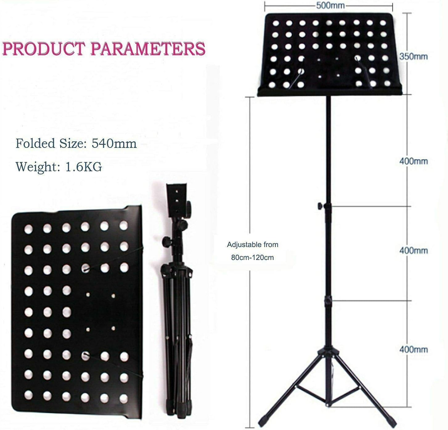 Luebel Heavy Duty Metal Foldable Music Stand Holder Tripod Orchestral Conductor Sheet-2