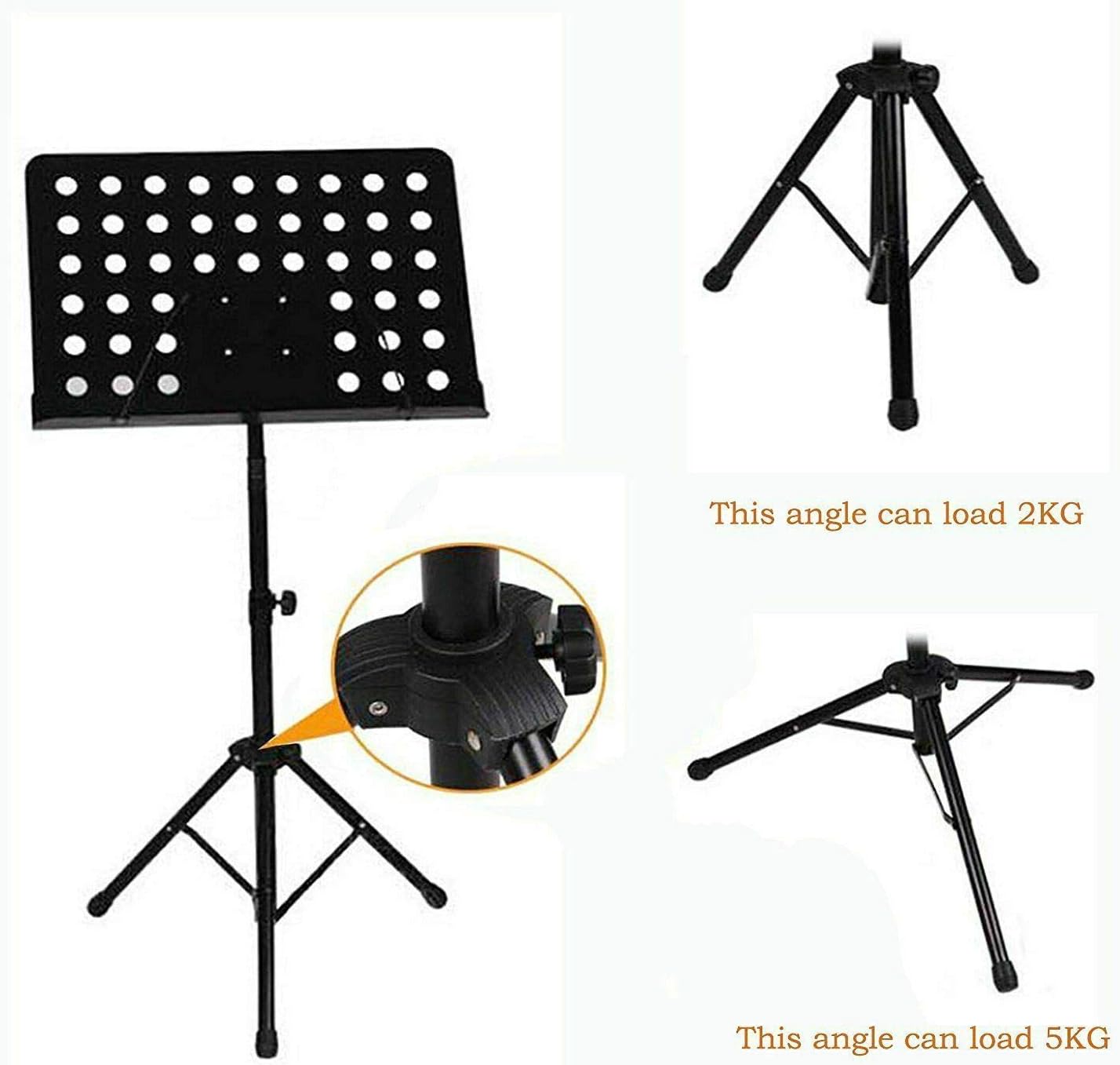 Luebel Heavy Duty Metal Foldable Music Stand Holder Tripod Orchestral Conductor Sheet-3