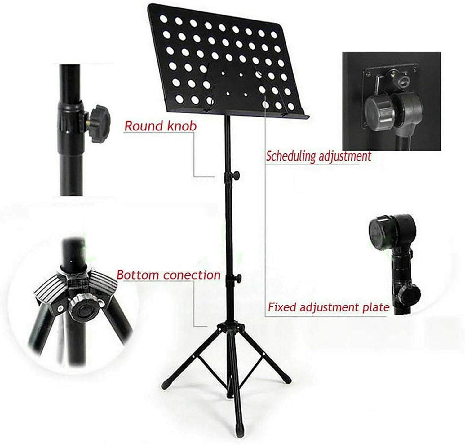 Luebel Heavy Duty Metal Foldable Music Stand Holder Tripod Orchestral Conductor Sheet-7