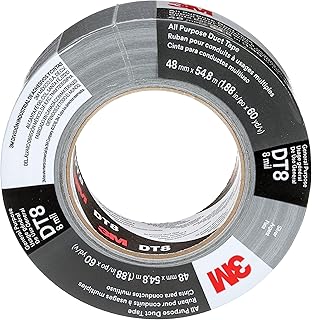 3M DT823S All Purpose Duct Tape DT8, Silver, 48 mm x 23 m, 0.2 mm, Individually Wrapped