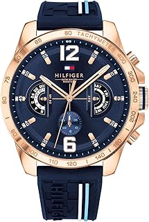 Tommy Hilfiger Analogue Multifunction Quartz Watch for Men with Silicone, Stainless Steel or Leather Bracelet, Day & Date Sub-Dials, 5ATM Water Resistant