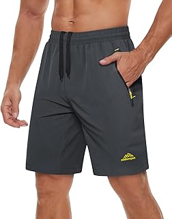 TACVASEN Men's Quick-Drying Training Shorts, Running Shorts, Breathable Sports Shorts with Zip Pockets