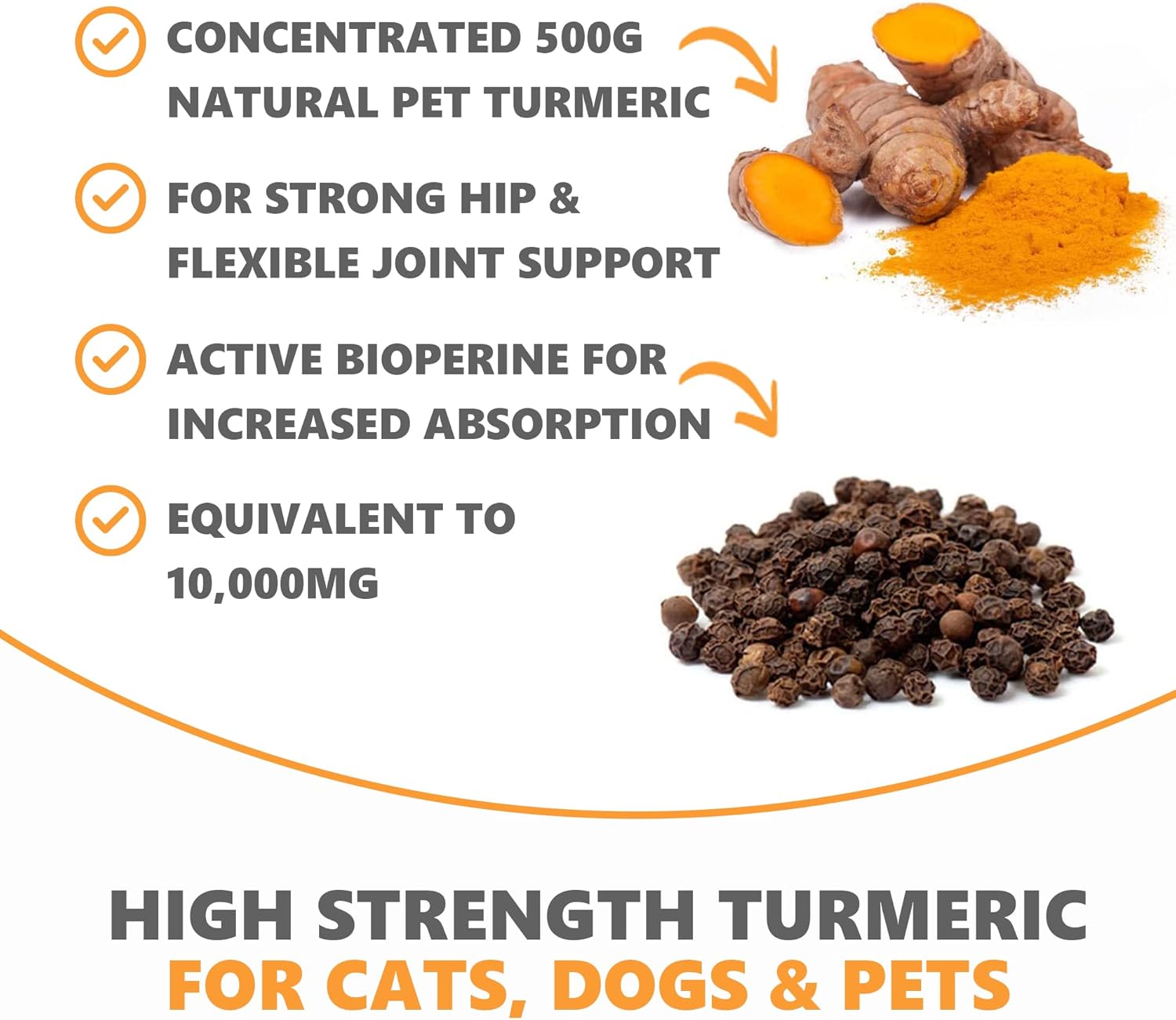 Pets Purest 100% Natural Premium Turmeric For Dogs 10,000mg with Active Bioperine Cats, Horses & Pets Powerful Antioxidant Supplement For Joints & Hips 60 capsules-1