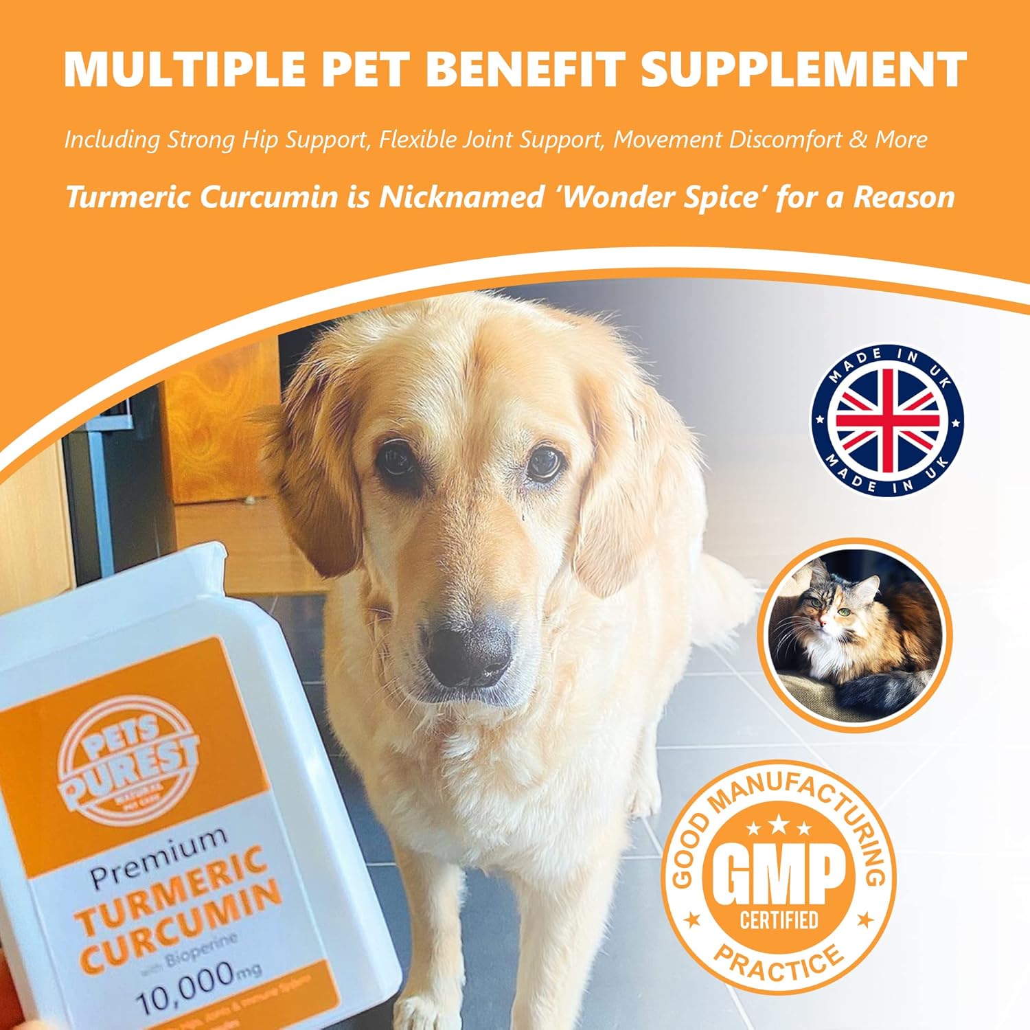 Pets Purest 100% Natural Premium Turmeric For Dogs 10,000mg with Active Bioperine Cats, Horses & Pets Powerful Antioxidant Supplement For Joints & Hips 60 capsules-3