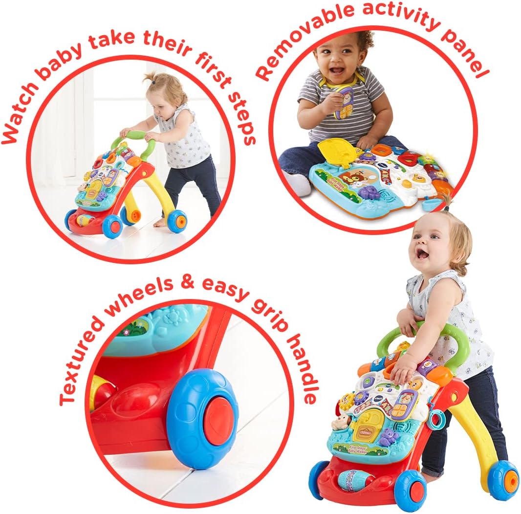 VTech First Steps Baby Walker | Push Along Walker Baby Toy with Shapes, Sounds, Music, Phrases, Pretend Play and More | Suitable for Babies from 6 - 30 Months Olds, Boys & Girls-1