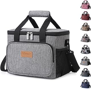 Lifewit 15L (24 Cans) Insulated Lunch Bag, Cooler Bag for Lunch/Work/School/Beach/Picnic (Grey)