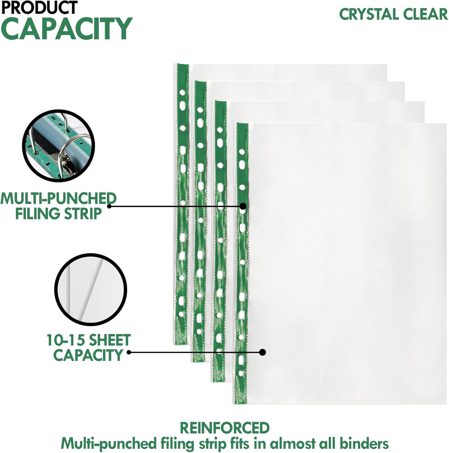 100 A4 Plastic Value Punched Punch Pockets 10-15 Sheets 30 Micron for Folders Filing Wallets Sleeves-1