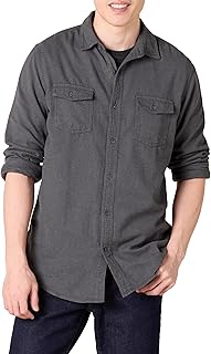 Amazon Essentials Men's Regular-Fit Long-Sleeve Two-Pocket Flannel Shirt