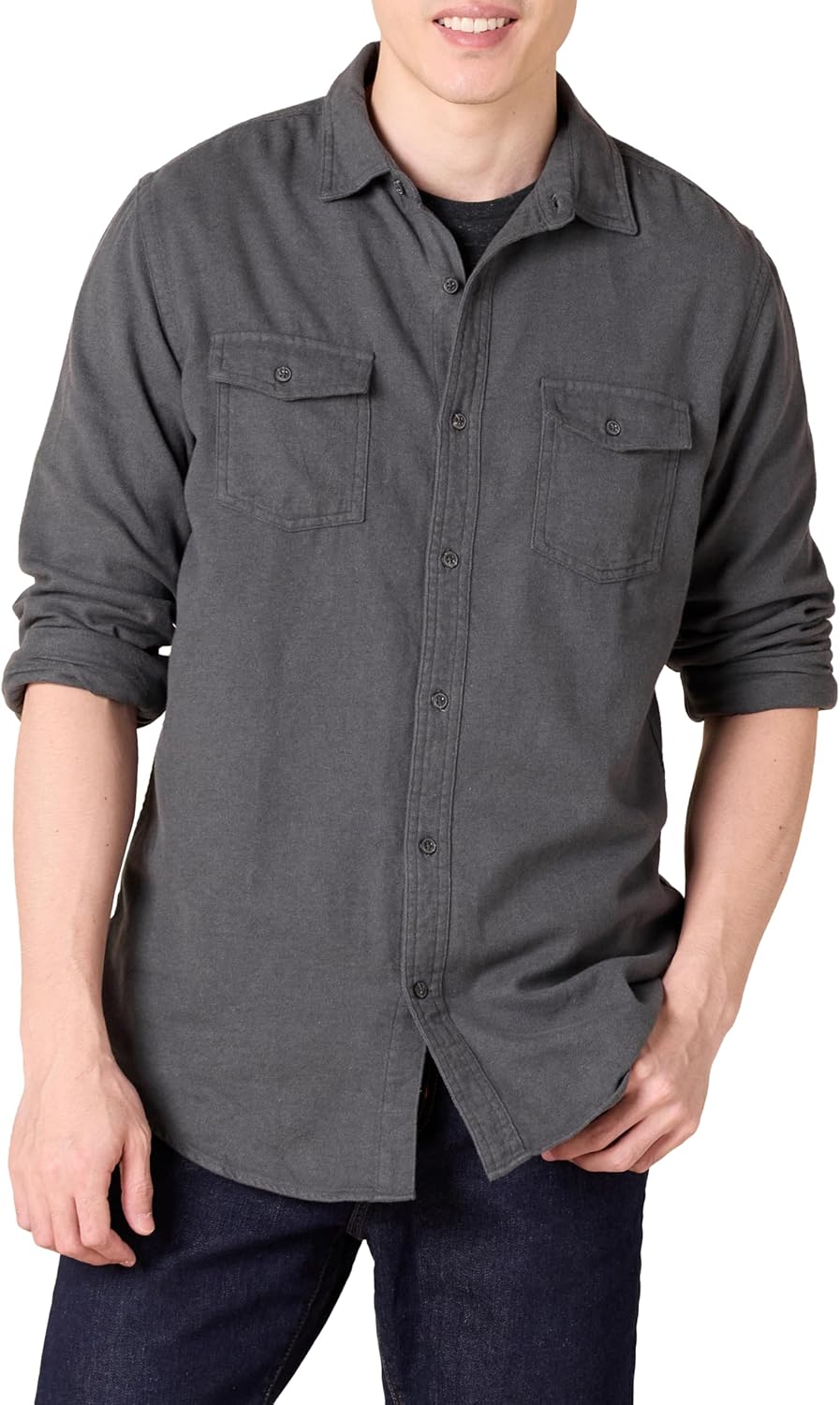 Amazon Essentials Men's Regular-Fit Long-Sleeve Two-Pocket Flannel Shirt-0