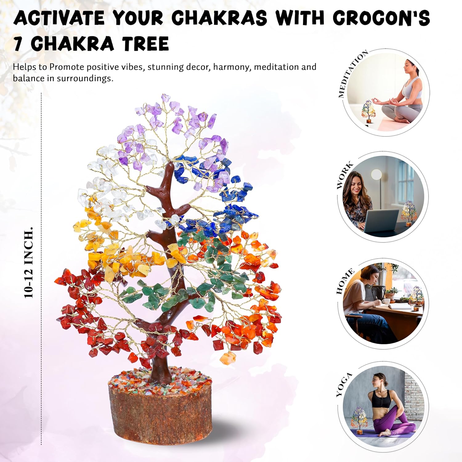 Seven Chakra Tree of Life, Crystal Tree for Positive Energy - Feng Shui Tree, Artificial Tree, Crystal Decoration, Money Tree, Handmade 7 Chakra Tree, Stone Tree, Healing Crystals, Spiritual Gifts-1