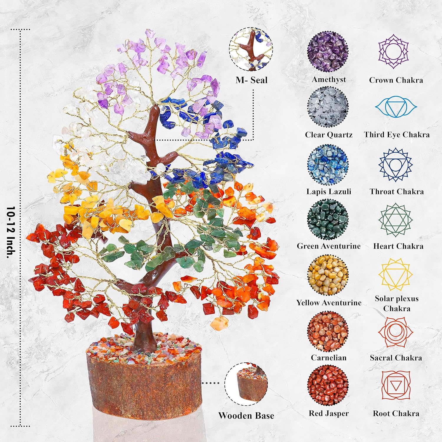 Seven Chakra Tree of Life, Crystal Tree for Positive Energy - Feng Shui Tree, Artificial Tree, Crystal Decoration, Money Tree, Handmade 7 Chakra Tree, Stone Tree, Healing Crystals, Spiritual Gifts-6