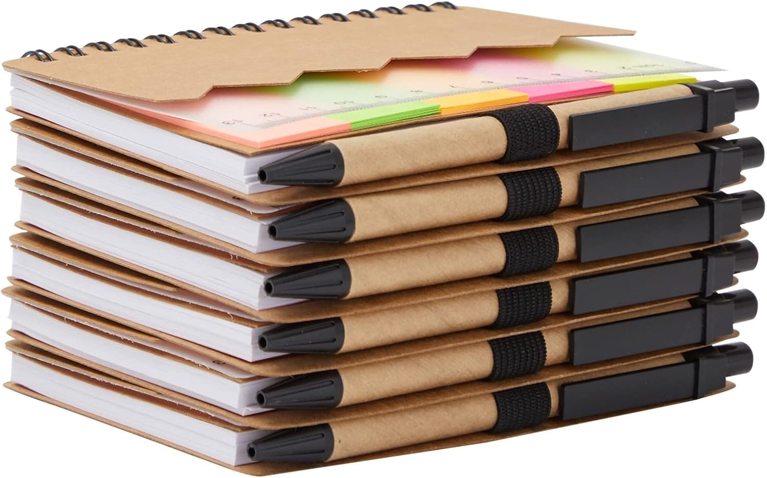 6-Pack Mini Kraft Notebooks with Pen and Sticky Notes for Pocket or Purse, 69 Sheets, 10.8 x 14 cm-7