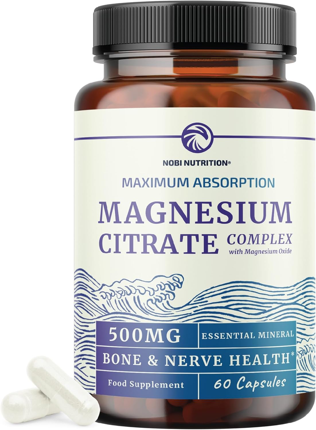 Magnesium Citrate Complex 500 MG for Calm, Relaxation, Constipation & Digestion Health Support | High Absorption Magnesium Supplement with Elemental Magnesium Oxide | Non-GMO, Soy-Free | 60ct-0