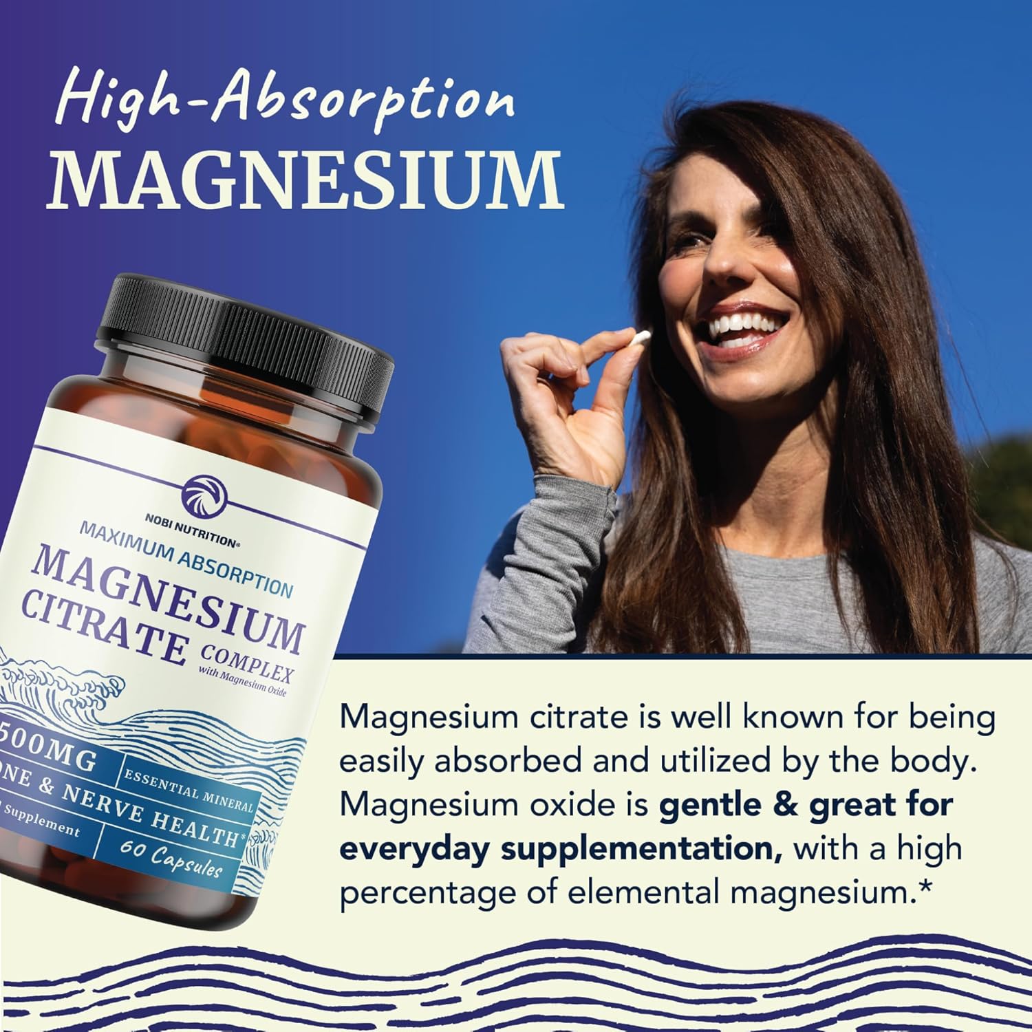 Magnesium Citrate Complex 500 MG for Calm, Relaxation, Constipation & Digestion Health Support | High Absorption Magnesium Supplement with Elemental Magnesium Oxide | Non-GMO, Soy-Free | 60ct-2