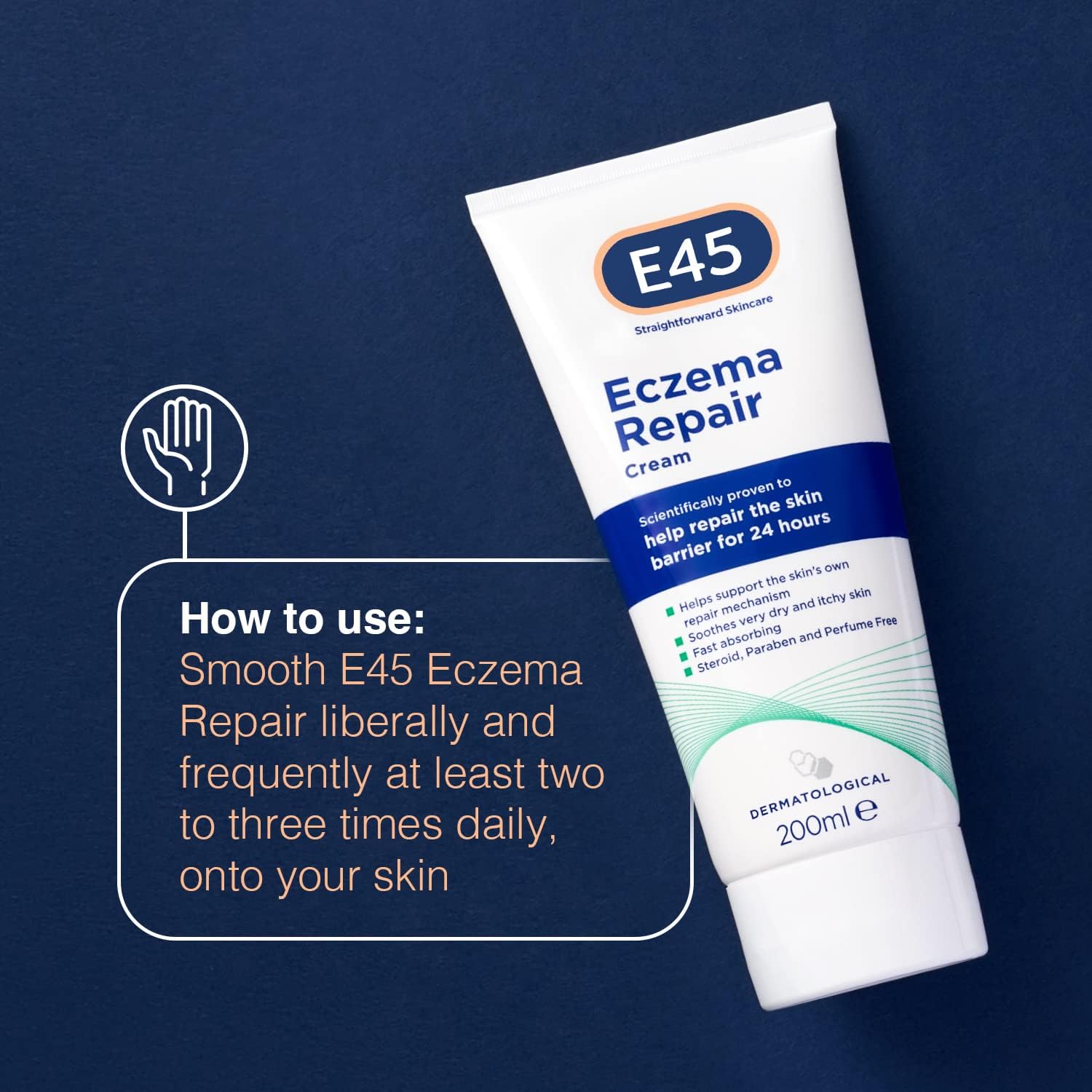 E45 Repair Cream 200 ml to Treat Symptoms of Eczema – Soothe and Hydrate Very Dry and Itchy Skin – Emollient Cream with Omega 3 Fatty Acids - Dermatologically Tested-3