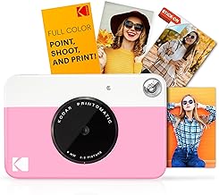 KODAK Printomatic Full-Color Instant Print Digital Camera - Zink 2x3" Sticky-Back Photo Paper - 5MP, Portable, Creative Fun Gift for Birthday, Christmas, Holiday - Pink