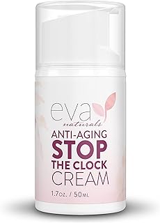 Eva Naturals Stop the Clock Anti-Aging Cream (50 ml) - Natural Moisturizer for Face Visibly Reduces Wrinkles, Provides a Younger-Looking Complexion - With Glycolic and Ascorbic Acids - Premium Quality