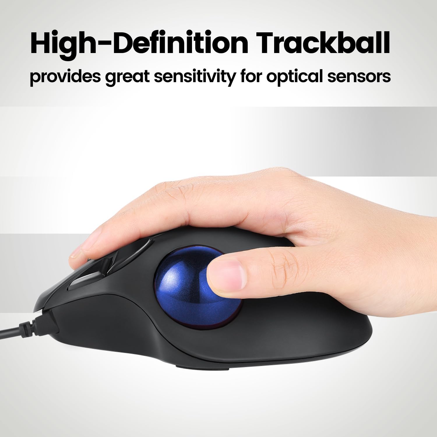 Perixx Peripro-303GB Small Trackball, 34 mm Ball for Perimice and M570, Elecom, Kensington, Glossy Blue-3