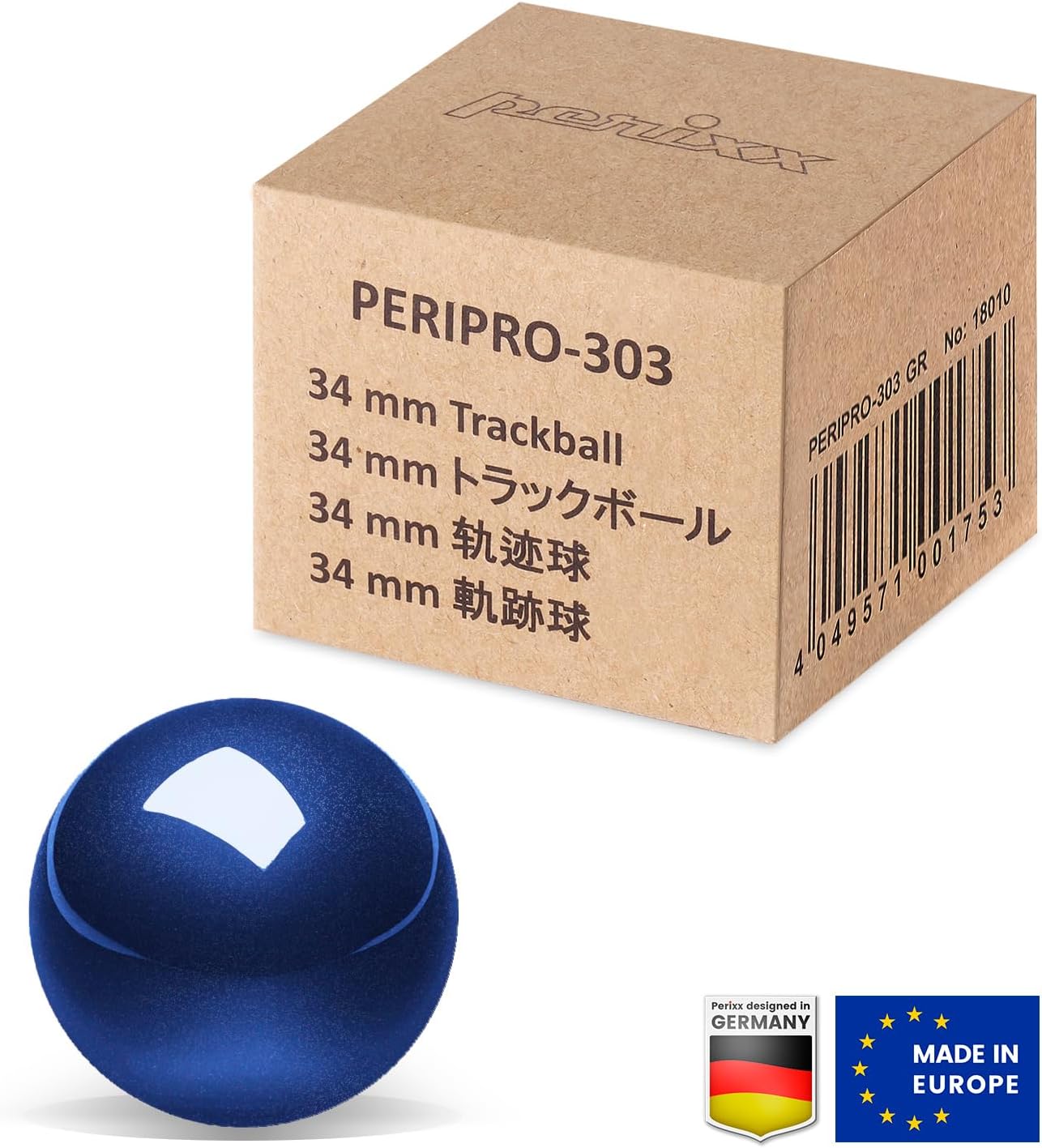 Perixx Peripro-303GB Small Trackball, 34 mm Ball for Perimice and M570, Elecom, Kensington, Glossy Blue-4