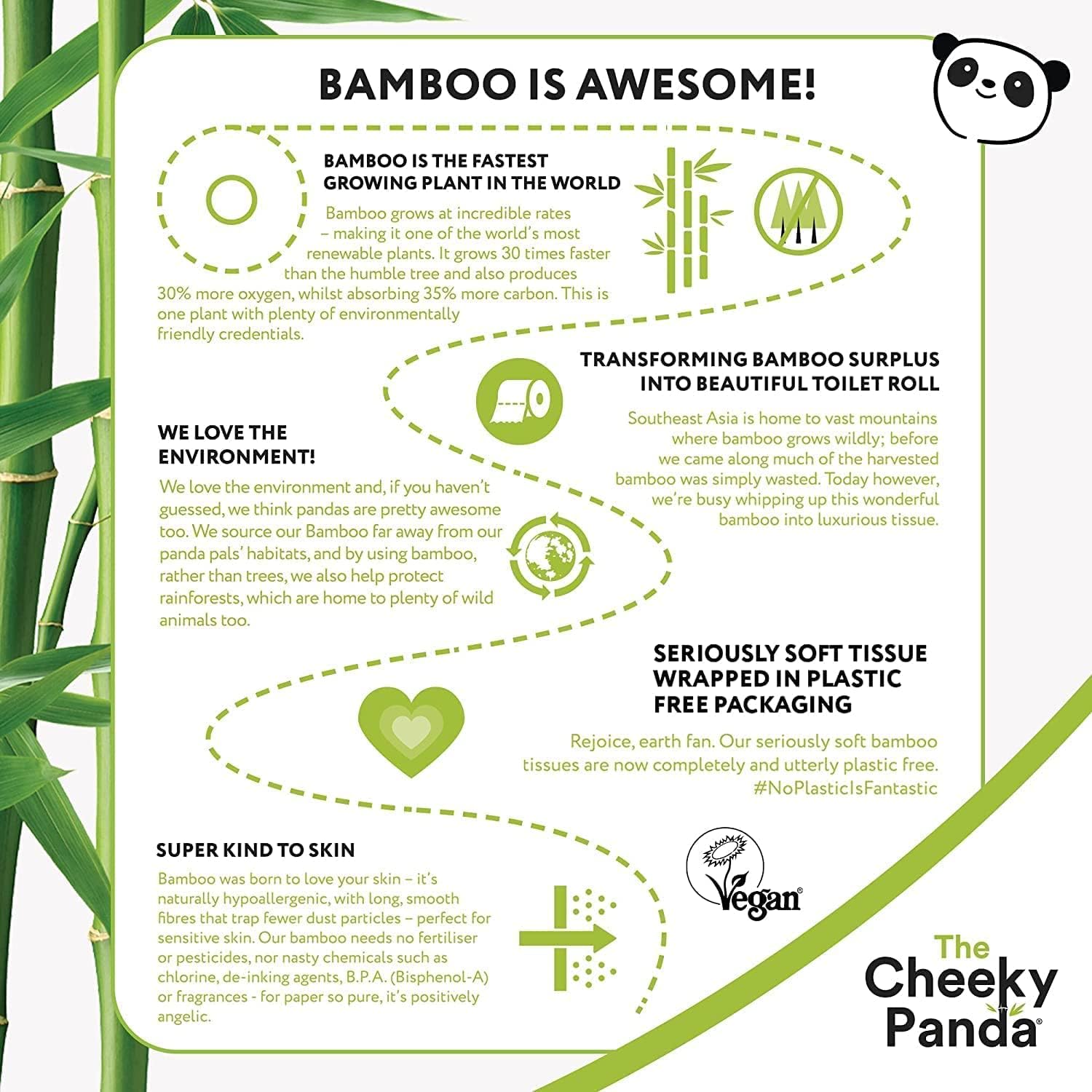 The Cheeky Panda Bamboo Kitchen Roll | 10 Kitchen Rolls - 1000 Super Strong Sheets | Naturally Strong and Absorbent Plastic Free Kitchen Paper Towels-5