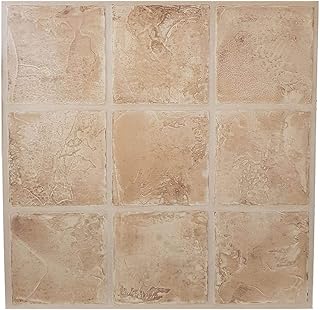 Floor Tiles self Adhesive Marble Stone Tile Vinyl Flooring Kitchen Bathroom 16 Tiles (16ft²)