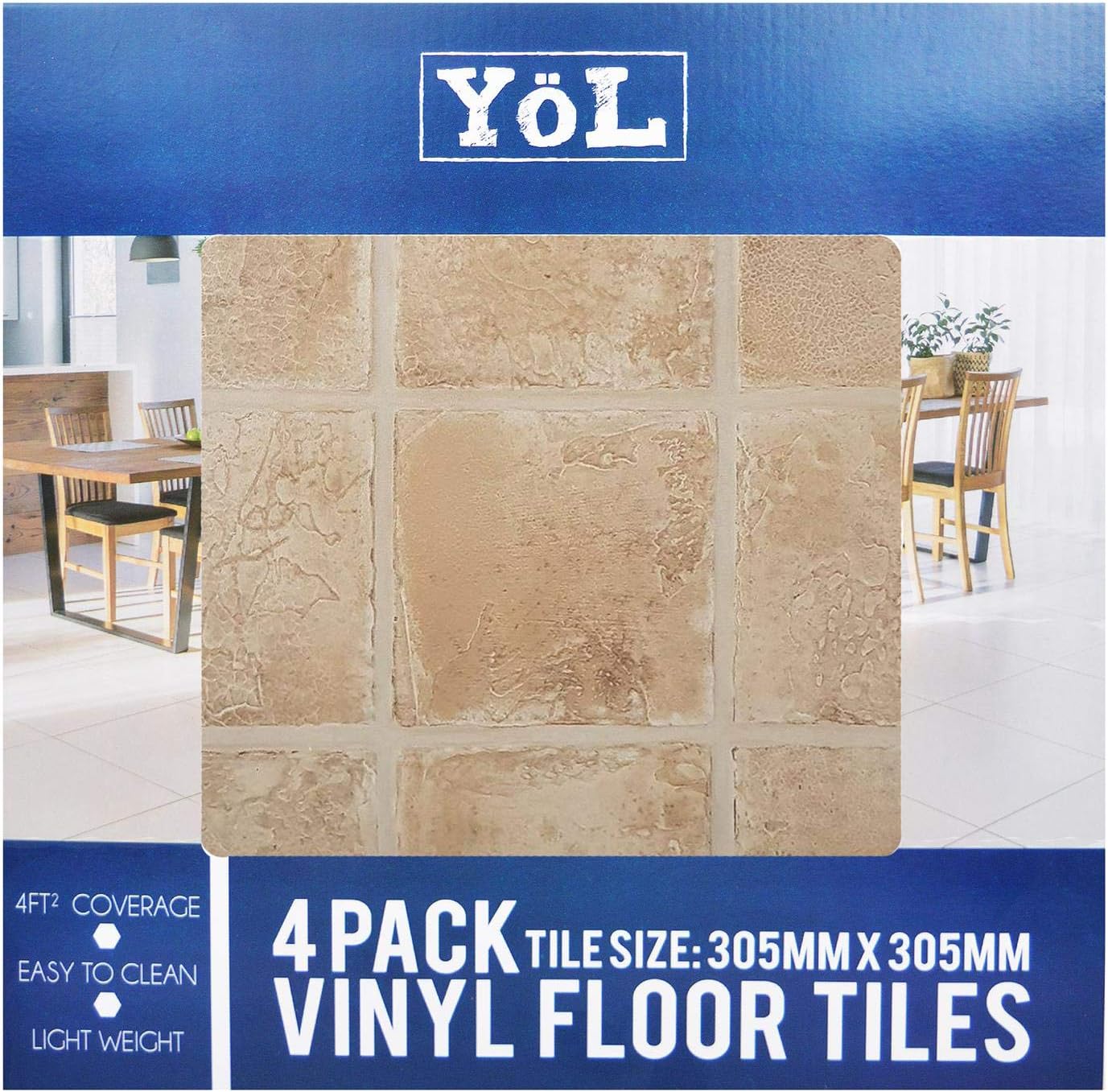 Floor Tiles self Adhesive Marble Stone Tile Vinyl Flooring Kitchen Bathroom 16 Tiles (16ft²)-8