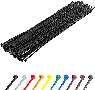 Gocableties Black Cable Ties, 300mm x 3.6mm, Pack of 100, 12" Premium Nylon Zip Ties, Multi-Purpose Plastic Tie Wraps, Secure Self-Locking Mechanism, for Home, Garden, Office and DIY