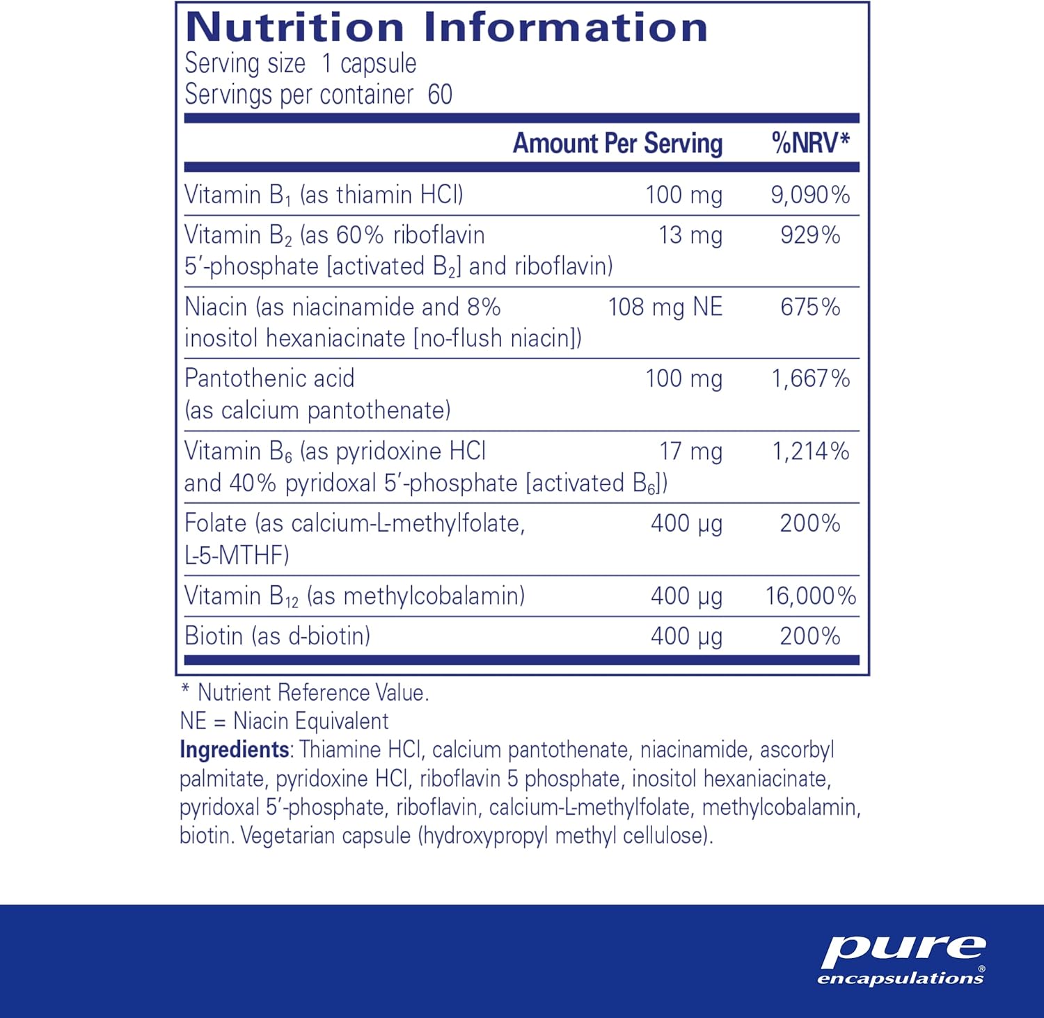 Pure Encapsulations - Vitamin B-Complex Plus - Balanced B Vitamin Formula with Active Folate - 60 Capsules-1