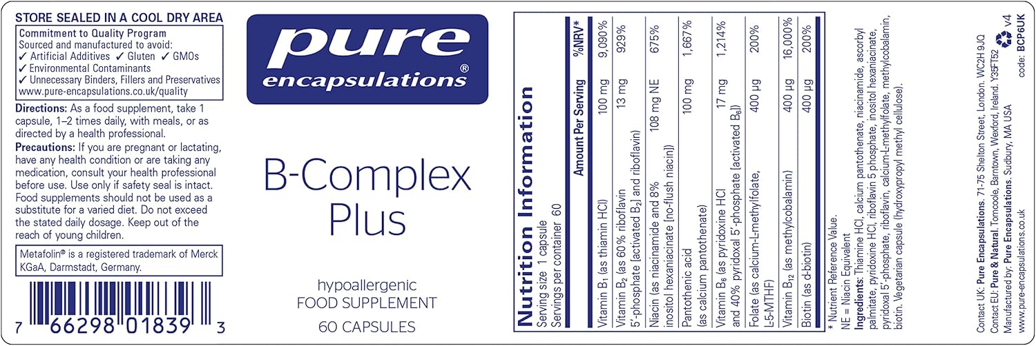 Pure Encapsulations - Vitamin B-Complex Plus - Balanced B Vitamin Formula with Active Folate - 60 Capsules-8