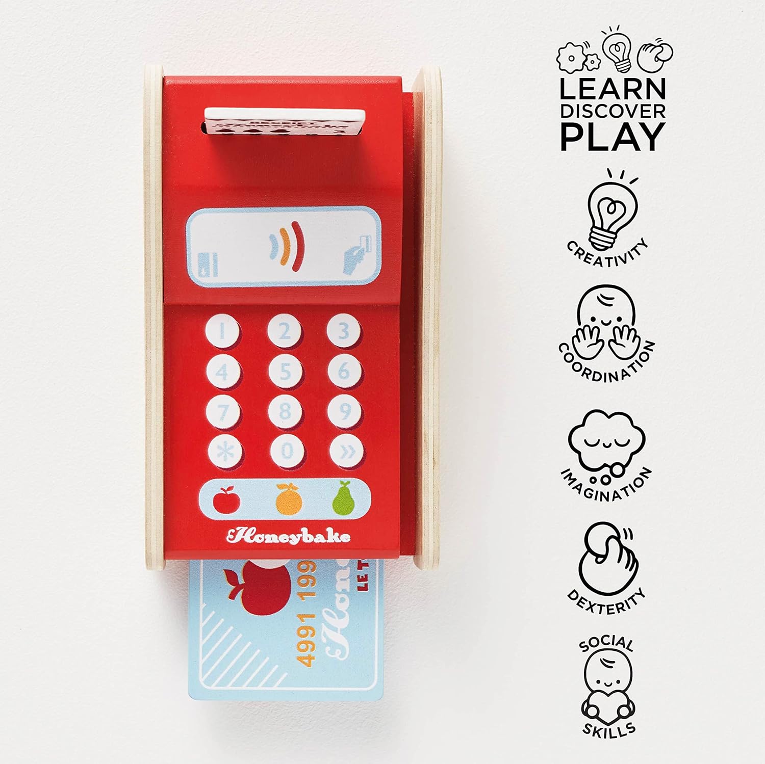 Le Toy Van - Wooden Honeybake Card Machine Role Play Toy | Perfect For Supermarket, Food Shop or Cafe Pretend Play,6.3 x 4.72 x 2.44 inches-5