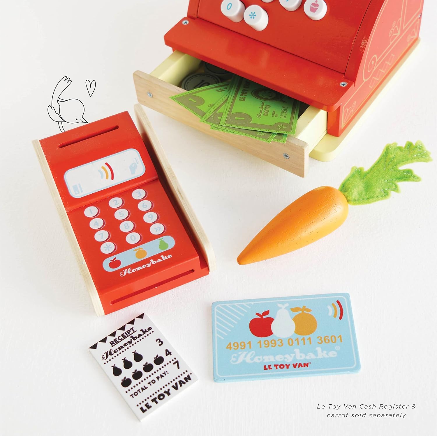 Le Toy Van - Wooden Honeybake Card Machine Role Play Toy | Perfect For Supermarket, Food Shop or Cafe Pretend Play,6.3 x 4.72 x 2.44 inches-7