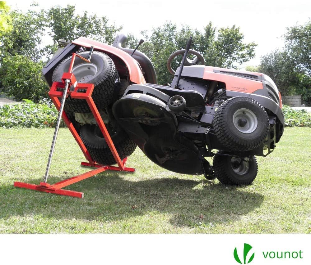 VOUNOT Ride on Mower Jack Lift, Telescopic Maintenance Jack for Lawn mowers and Garden Tractors, Weight Capacity 400kg, Red-2