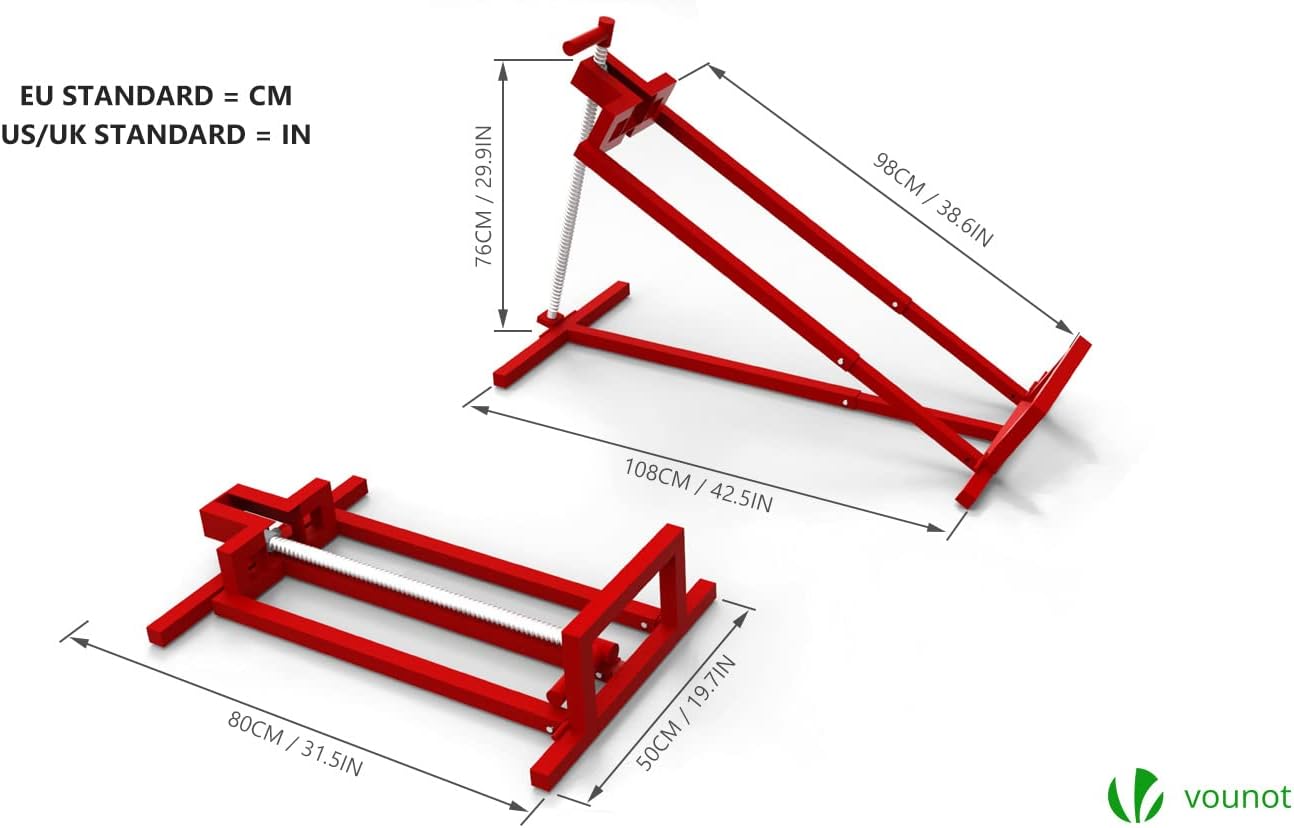 VOUNOT Ride on Mower Jack Lift, Telescopic Maintenance Jack for Lawn mowers and Garden Tractors, Weight Capacity 400kg, Red-3