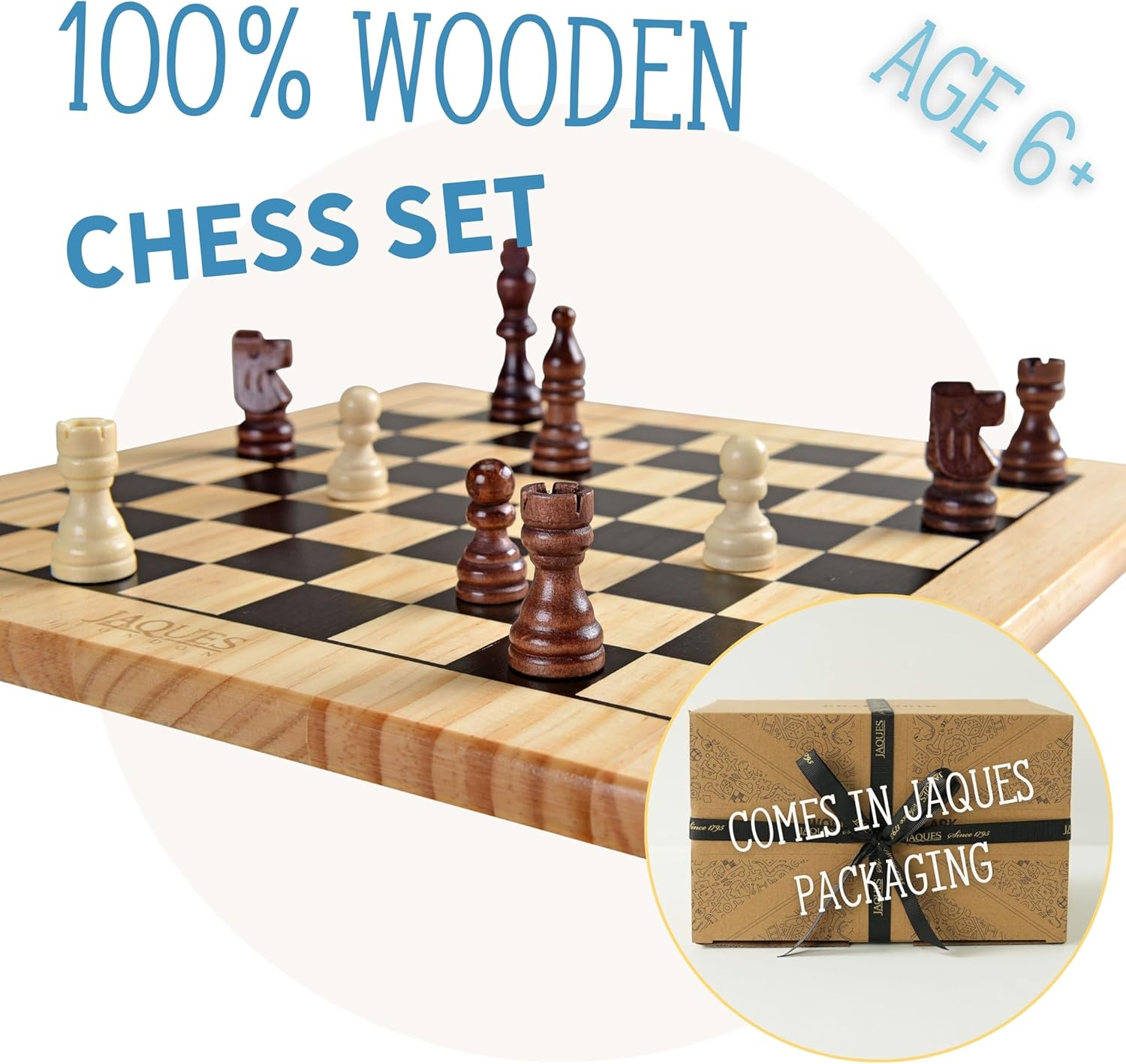 Jaques of London Wooden Chess Set | Classic Chess Board Game for Adults and Kids | Ideal Chess Set for Adults and Chess Board for Adults | Kids Chess Set | UK Family Company Since 1795-1