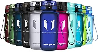 Super Sparrow Sports Water Bottle - 350ml & 500ml & 750ml & 1000ml - Non-Toxic BPA Free & Eco-Friendly Tritan Co-Polyester Plastic - For Running, Gym, Yoga, Outdoors and Camping