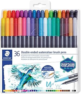 STAEDTLER 3001 TB36 Double Ended Watercolour Brush Pens - Assorted Colour (Pack of 36)