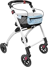 KMINA PRO - Folding Indoor Rollator with Tray, Narrow Walking Frame with Wheels for The Elderly, Mobility Walker Aids for The Home, Lightweight Rollator Walker for The Elderly, Narrow Rollator (Blue)