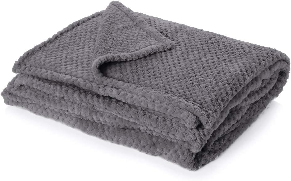 Dreamscene Luxury Waffle Honeycomb Soft Warm Throw Over Sofa Bed Blanket - 125 x 150cm - Charcoal Grey-1