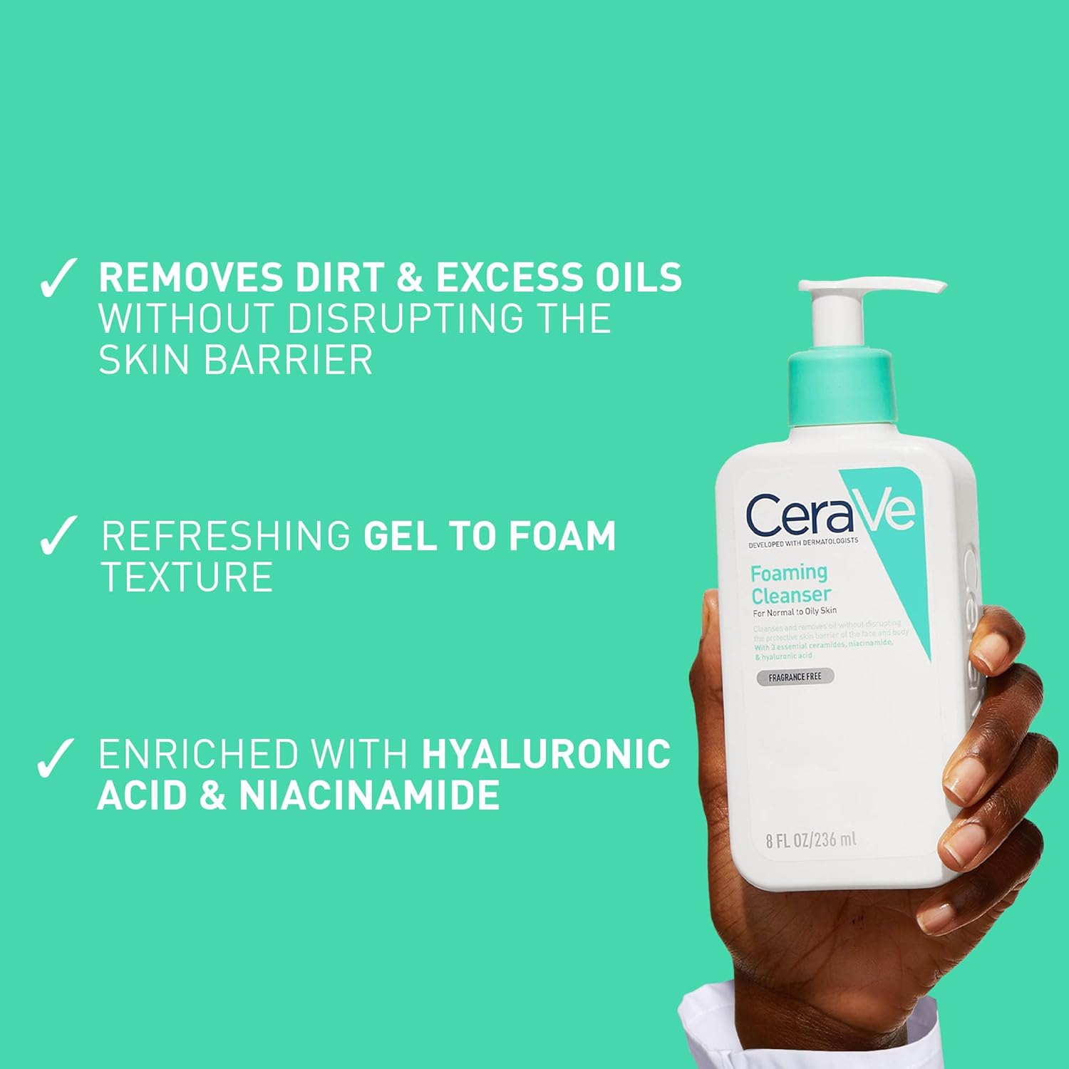 CeraVe Foaming Cleanser with Niacinamide and 3 Essential Ceramides for Normal to Oily Skin 236ml-3