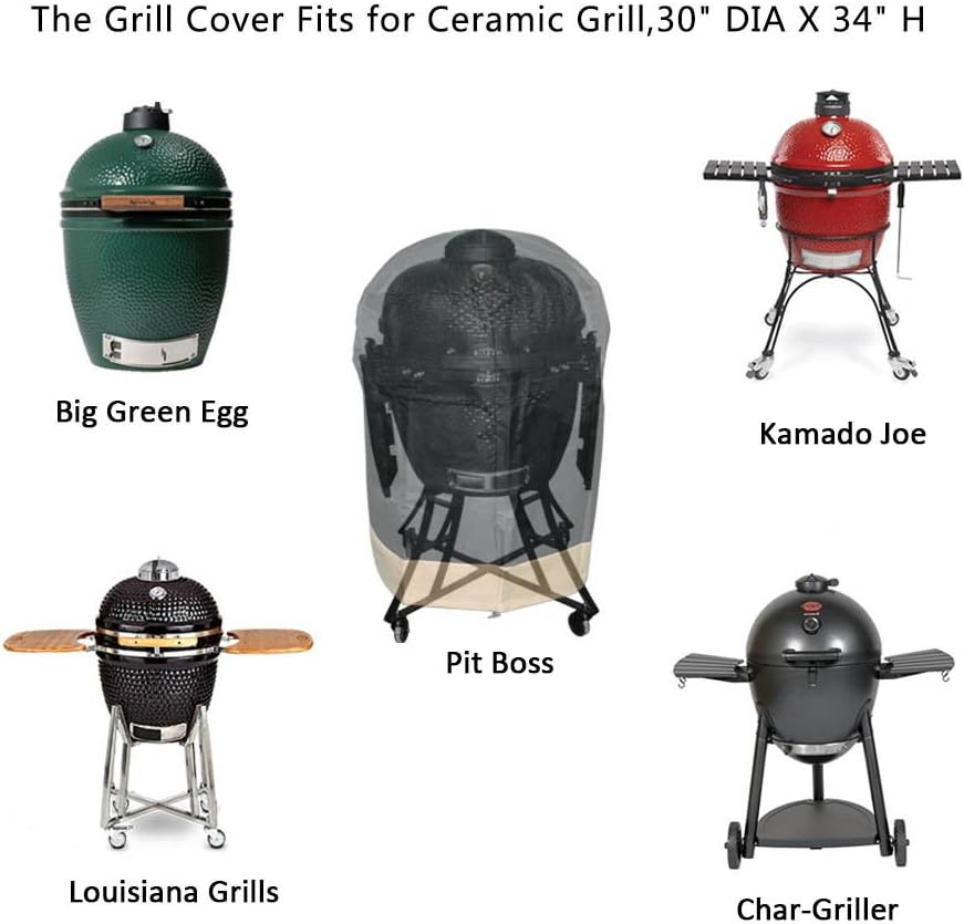 Onlyfire Kamado Grill Cover Fits for Big Green Egg,Kamado Joe Classic and Stand-Alone,Large Grill Dome,Pit Boss K22,Louisiana K22,Coyote the Asado Cooker and other,30" DIA X 34" H-1