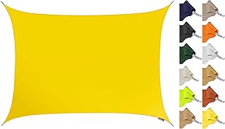 Kookaburra 5m x 4m Rectangle Water Resistant Garden Patio Sun Shade Sail Canopy 96.5% UV Block with Free Rope (Yellow)