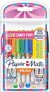 Paper Mate InkJoy Mini Ballpoint Pens | Retractable Medium Point (1.0mm) | Candy Pop Wraps | 10 Count