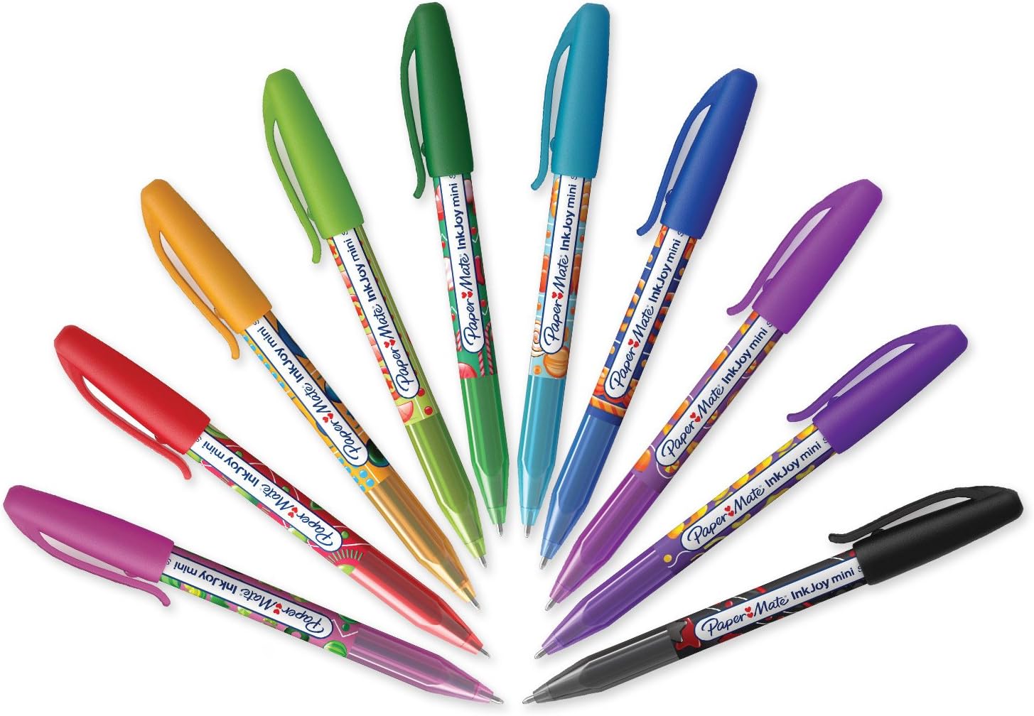 Paper Mate InkJoy Mini Ballpoint Pens | Retractable Medium Point (1.0mm) | Candy Pop Wraps | 10 Count-1